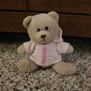 McDonalds Build A Bear Curly Teddy In Pink Hoodie